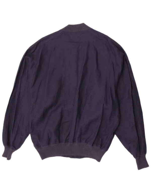 Avon Celli Herre Loose Fit Bomber Jacket IT 46 Small Navy Blue Linen