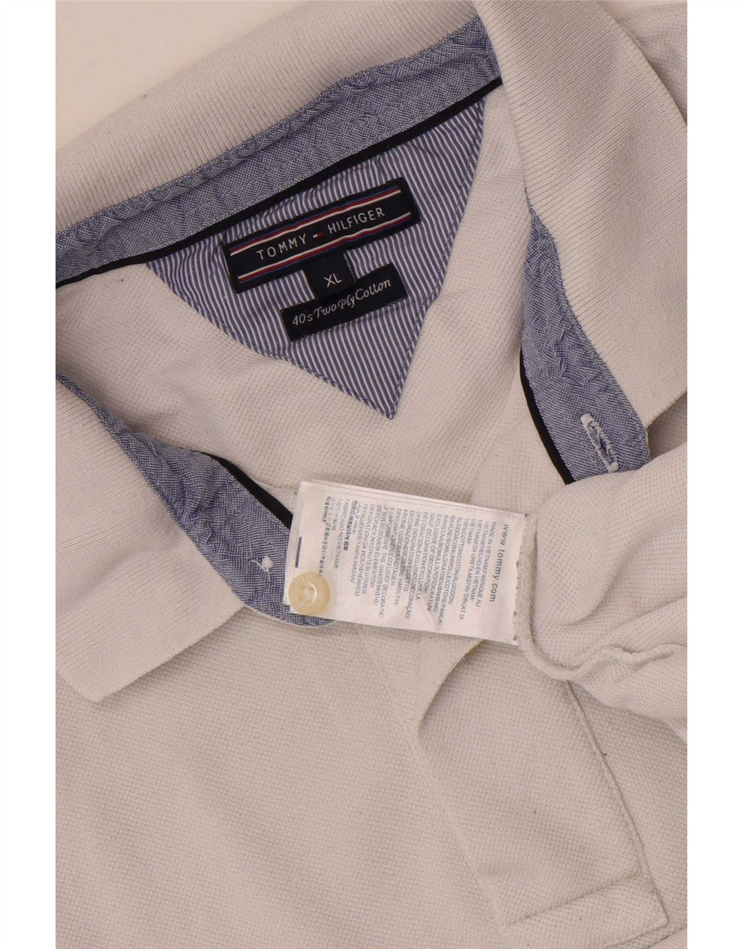 Tommy Hilfiger Herre Polo Shirt XL Hvid Bomuld