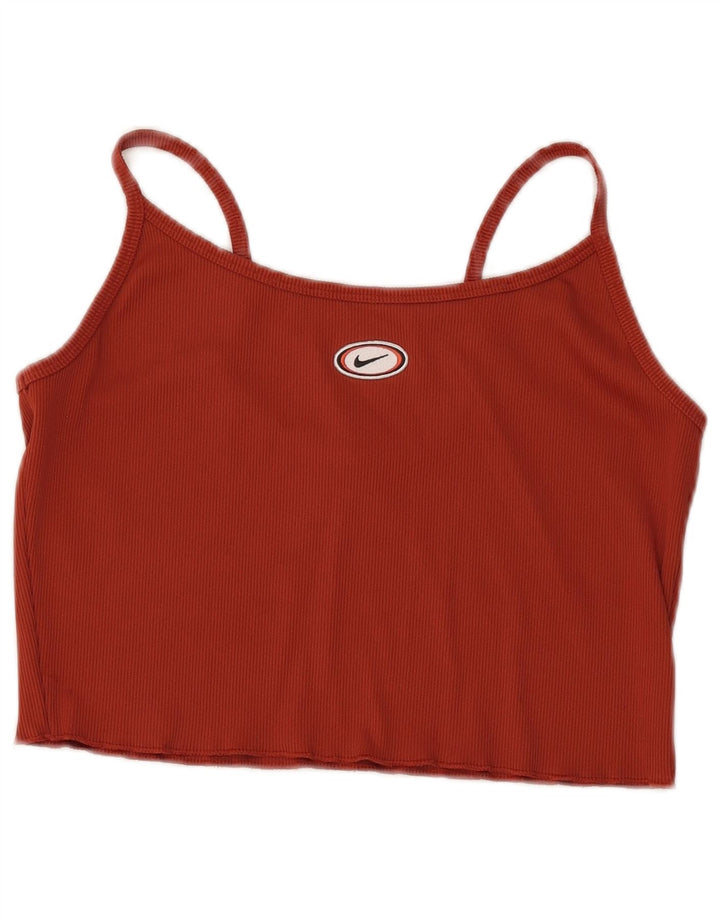 NIKE Womens Crop Cami Top UK 14 Large Maroon Polyester