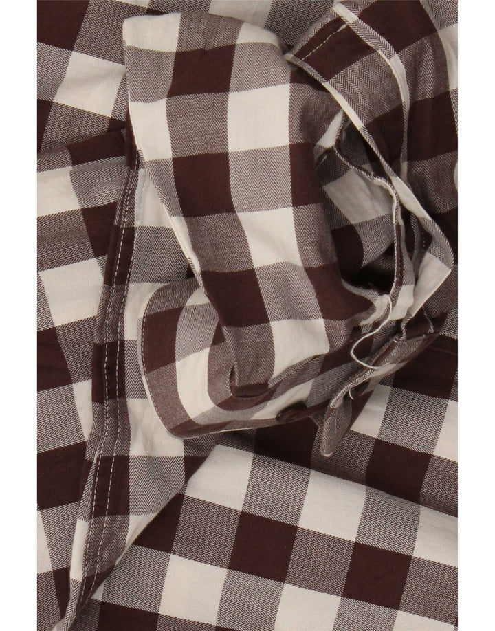 Zara Herre Slim Fit Skjorte Stor Brun Gingham