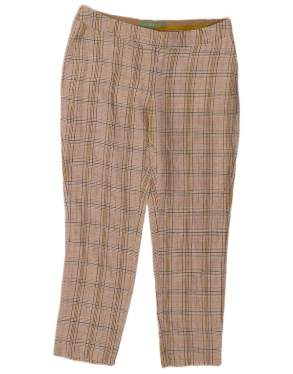 Boden Dame Lige Chino Bukser UK 14 Large W34 L28 Beige Check Linen
