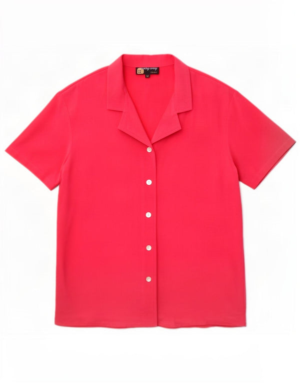Vintage Womens Short Sleeve Shirt UK 14 Medium Pink Silk