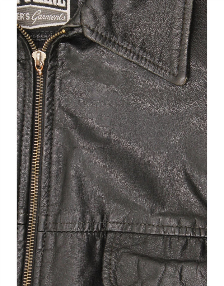 Jet Plane Herre Læderjakke IT 56 3XL Sort Læder