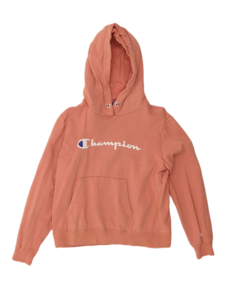 Champion Dame Grafisk Hoodie Jumper UK 10 Small Orange