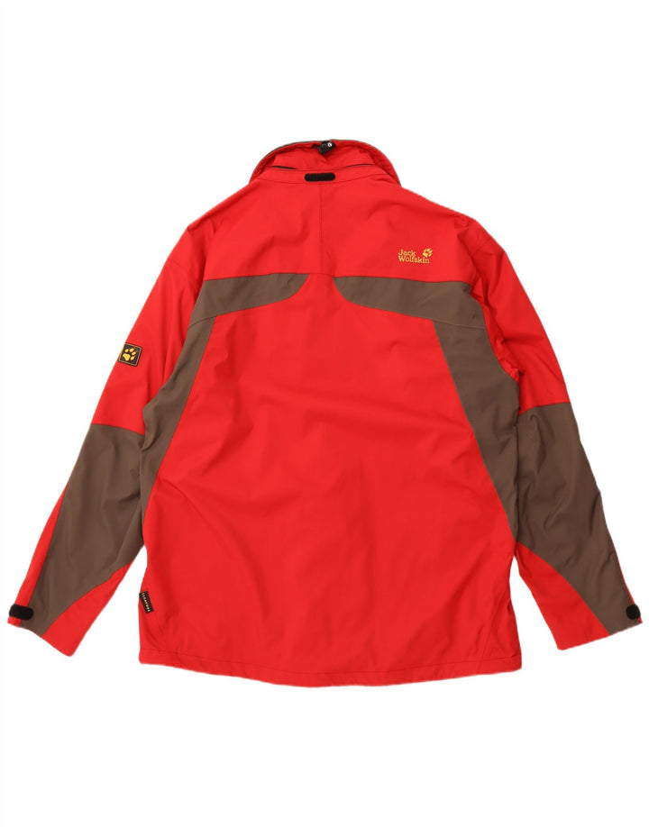 JACK WOLFSKIN Regnjakke til mænd UK 44/46 XL Rød Colourblock Polyamid