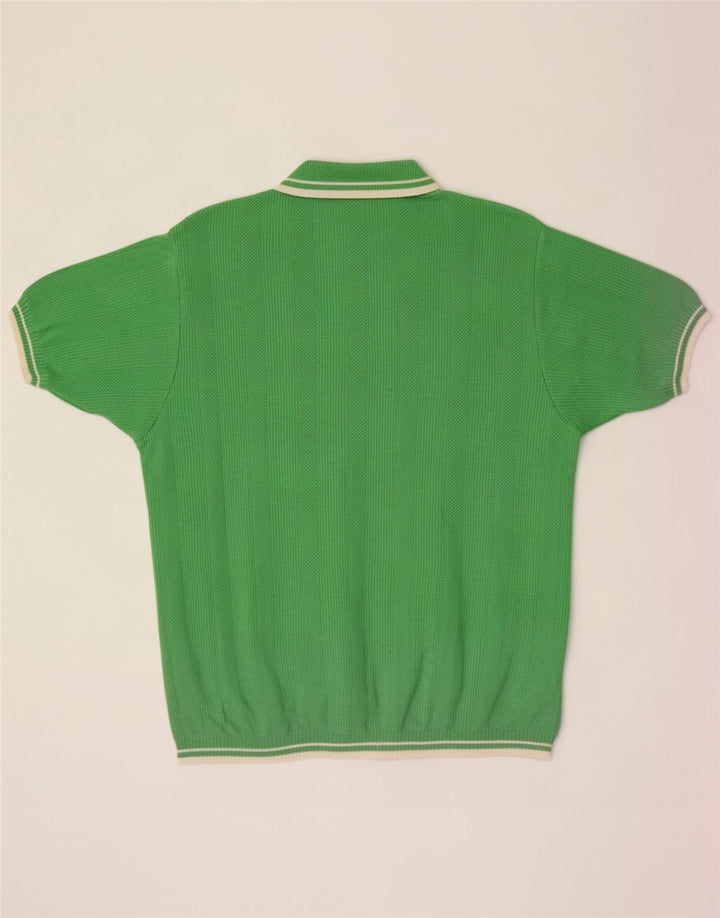 Vintage herre kortærmet polo hals sweater mellemgrøn