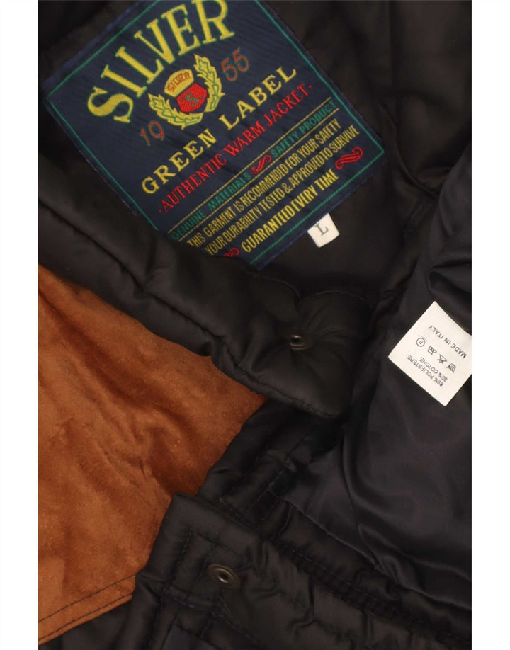 Vintage Polstret Gilet til mænd UK 40 Large Black Colourblock Polyester