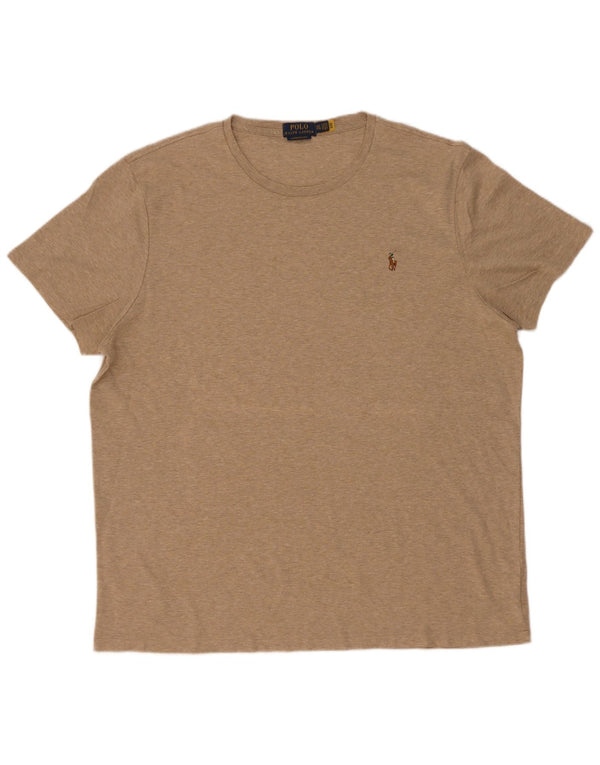 Polo Ralph Lauren Herre Custom Slim Fit T-shirt Top 2XL Beige Flecked Bomuld