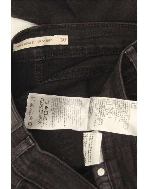Levi's Womens Mile High Super Skinny Jeans W30 L29 Black Cotton