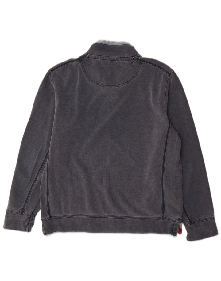 Fat Face Herre Zip Neck Sweatshirt Jumper Stor Blå Bomuld