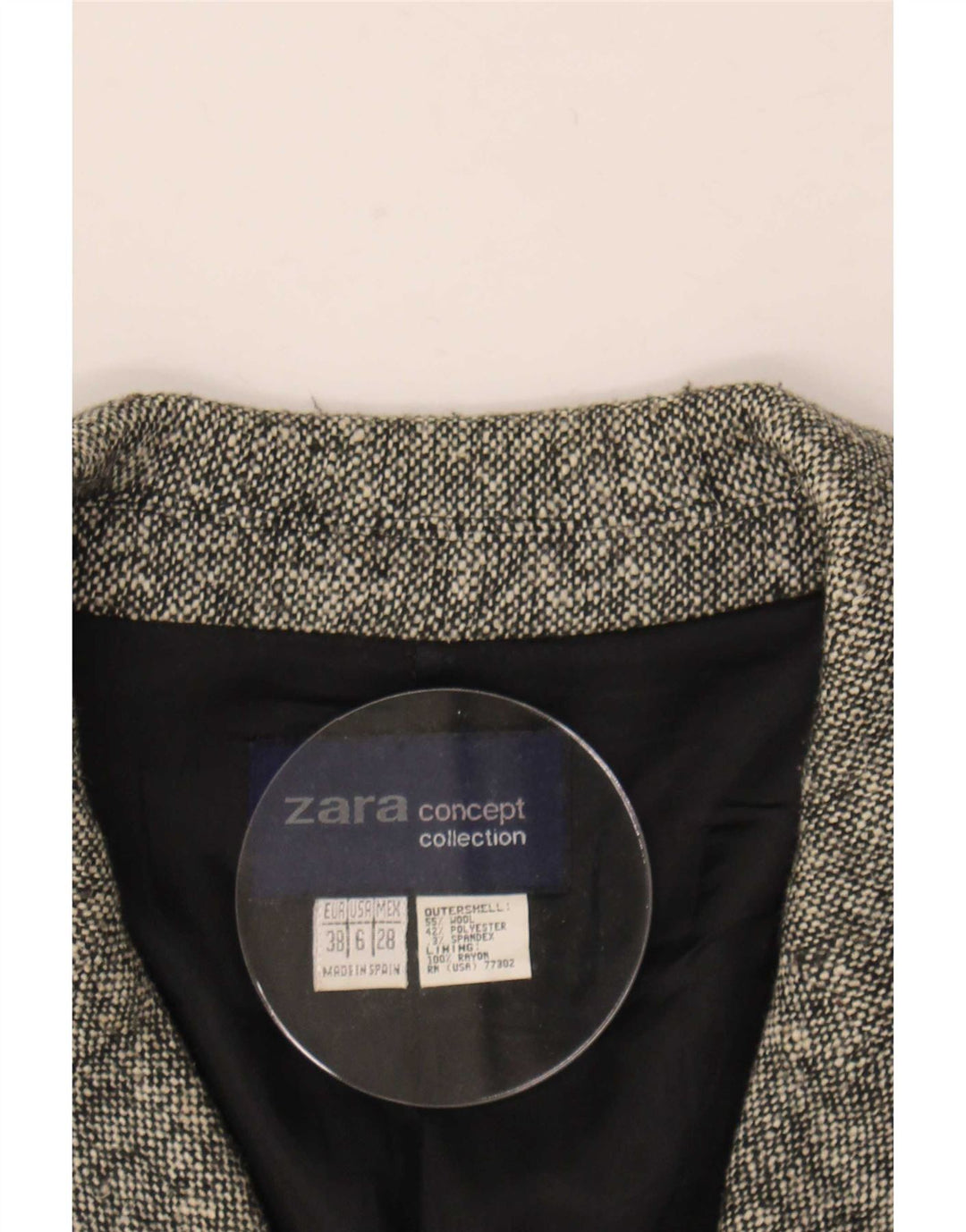 Zara Dame Oversized Overfrakke EU 38 Lille Grå Uld