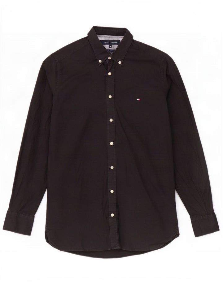 Tommy Hilfiger Stretch-skjorte til mænd mellem sort bomuld