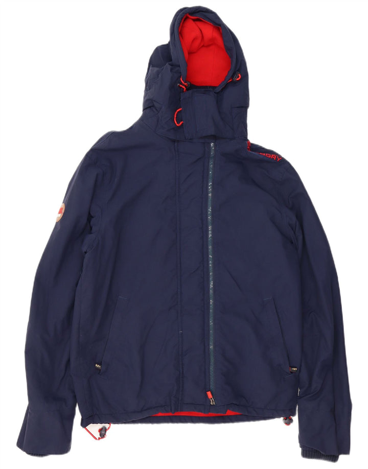 SUPERDRY Herre Windcheater Hættevindjakke UK 38 Medium Navy Blue