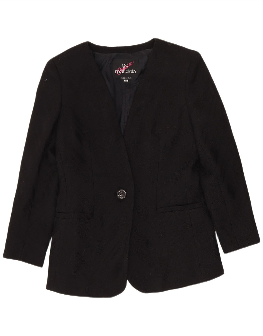 Gai Mattiolo Dame 1 Knap Blazer Jakke IT 46 Stor Sort Virgin Wool
