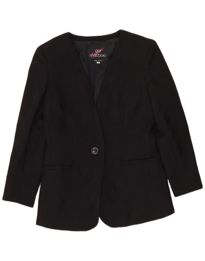 Gai Mattiolo Dame 1 Knap Blazer Jakke IT 46 Stor Sort Virgin Wool