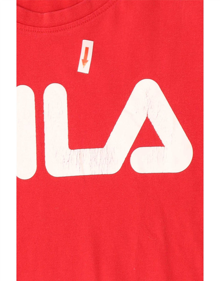 Fila Herre Grafisk T-Shirt Top Medium Rød Bomuld