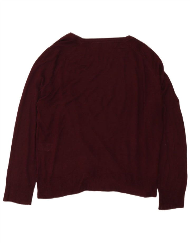 Zara Dame Boat Neck Jumper Sweater UK 14 Medium Maroon Viscose