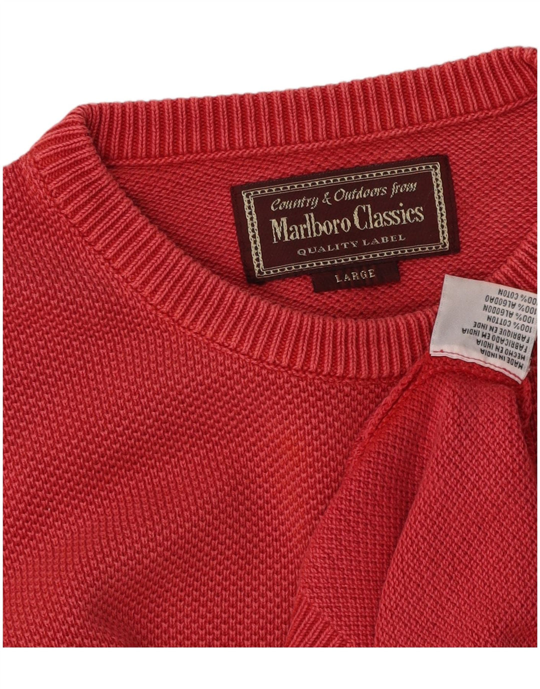 MARLBORO CLASSICS Herre Boat Neck Jumper Sweater Stor Rød Bomuld