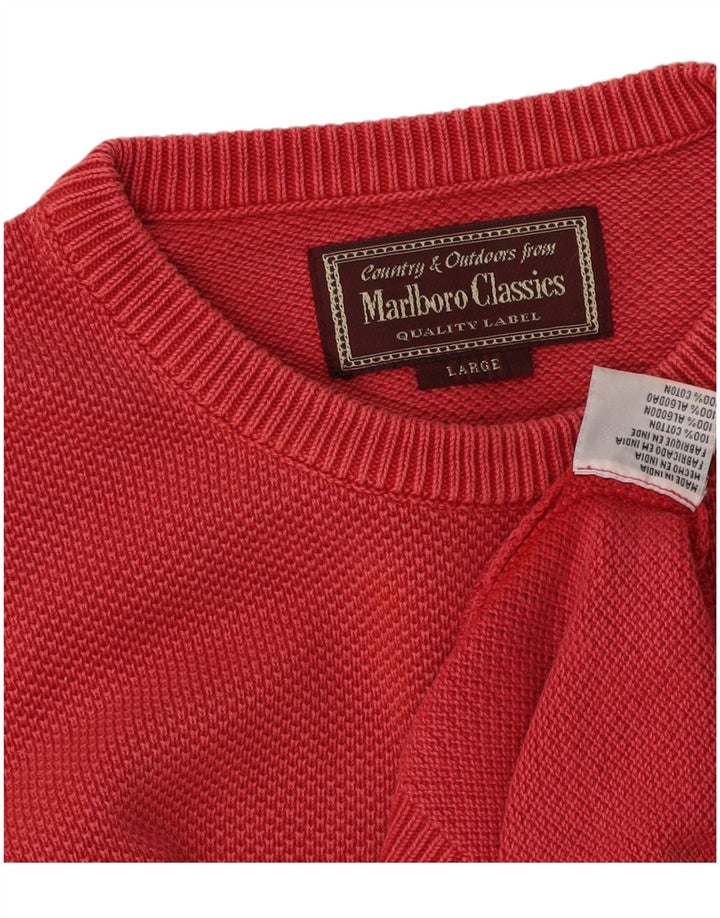 MARLBORO CLASSICS Herre Boat Neck Jumper Sweater Stor Rød Bomuld