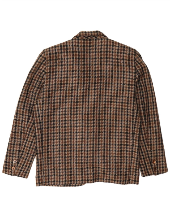 Vintage Dame 2-knaps blazerjakke UK 14 Medium Brun Houndstooth Uld