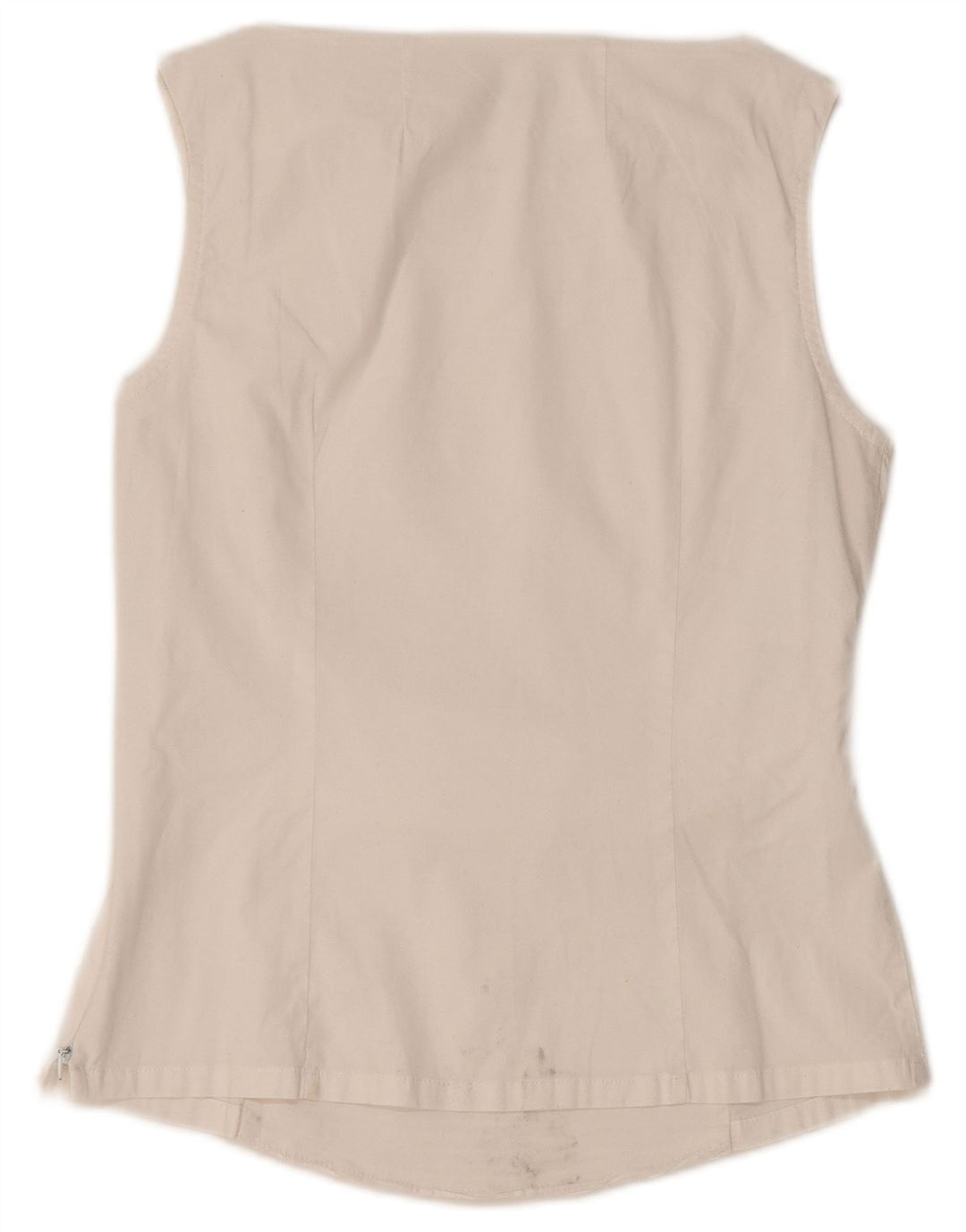 NARACAMICIE Dame ærmeløs bluse Top UK 8 Lille hvid nålestribet bomuld