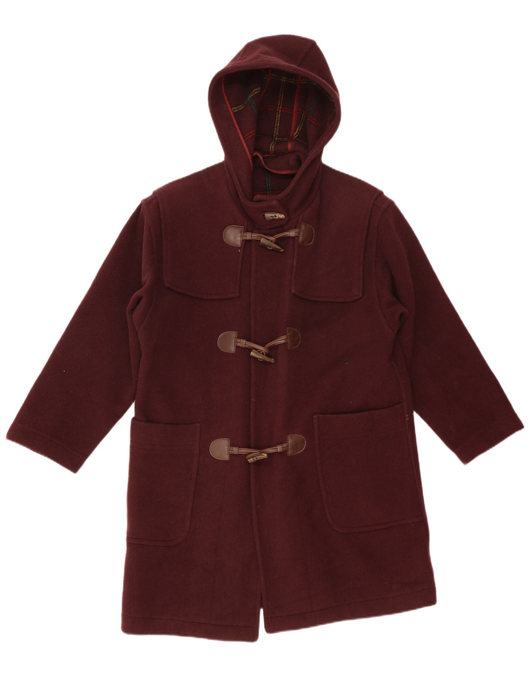 Merlet Herre Hooded Duffel Coat EU 46 Small Burgundy Virgin Wool