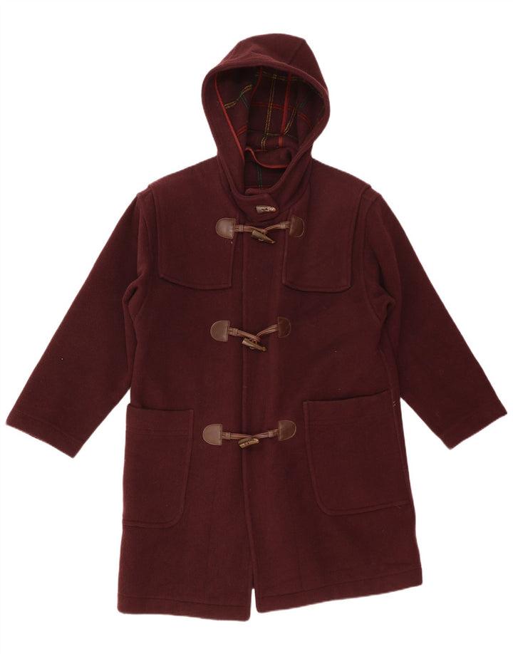 Merlet Herre Hooded Duffel Coat EU 46 Small Burgundy Virgin Wool