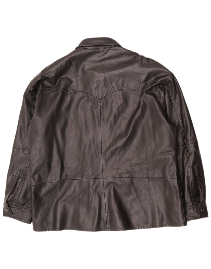 Vintage oversize læderjakke til kvinder EU 40 Medium Sort