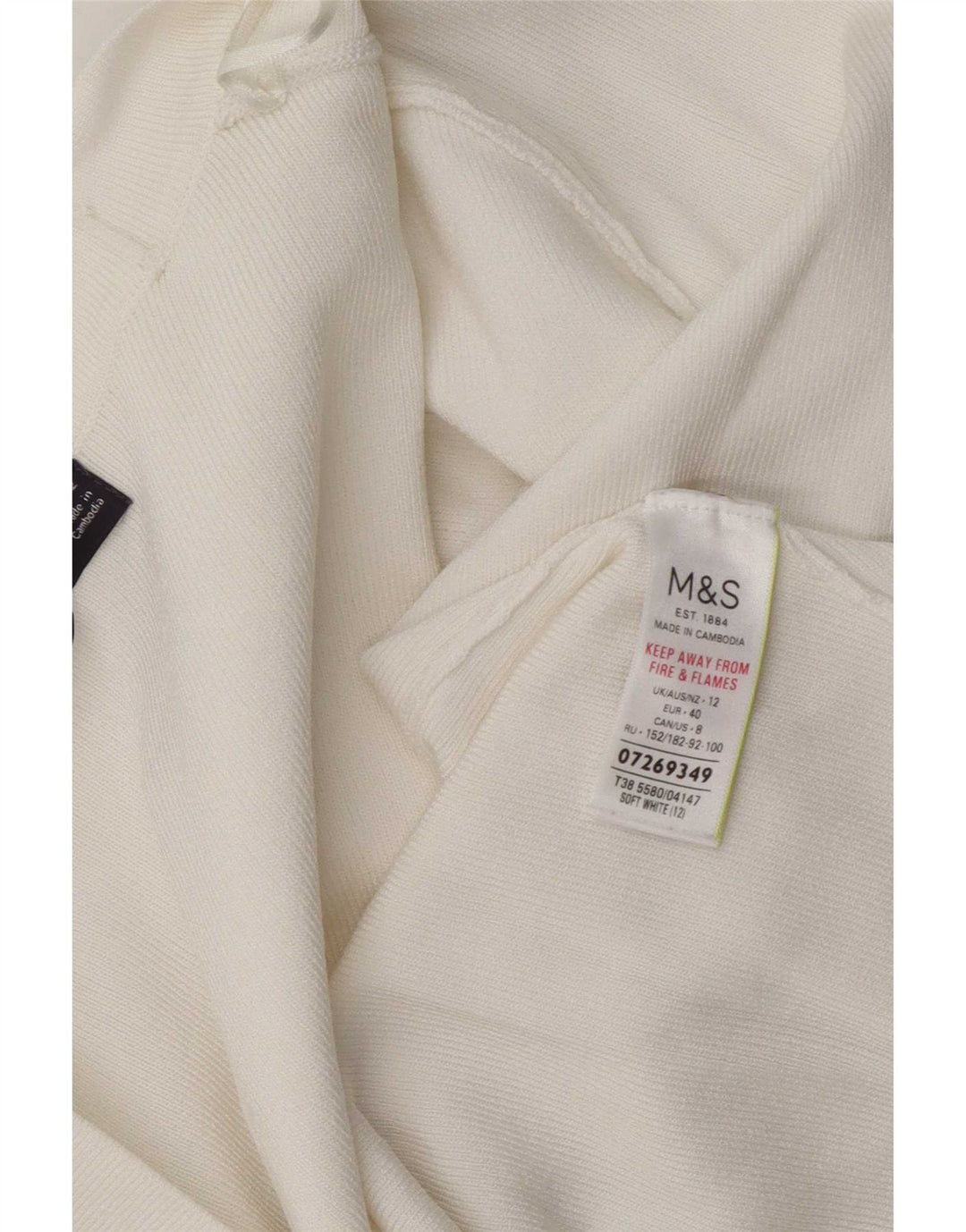 Marks & Spencer Womens Open Cardigan Sweater UK 12 Medium White Viscose