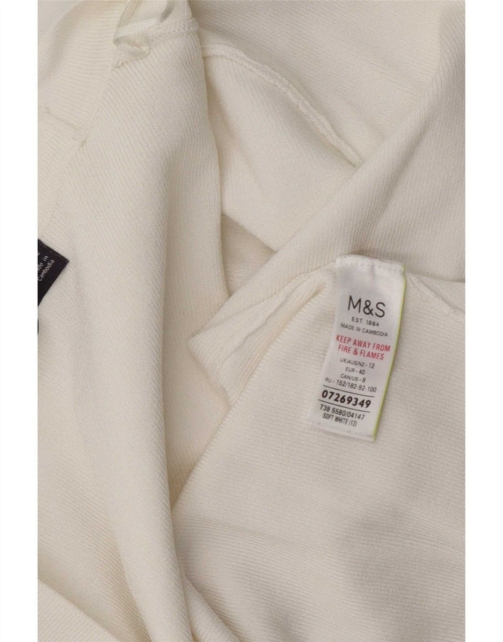 Marks & Spencer Womens Open Cardigan Sweater UK 12 Medium White Viscose