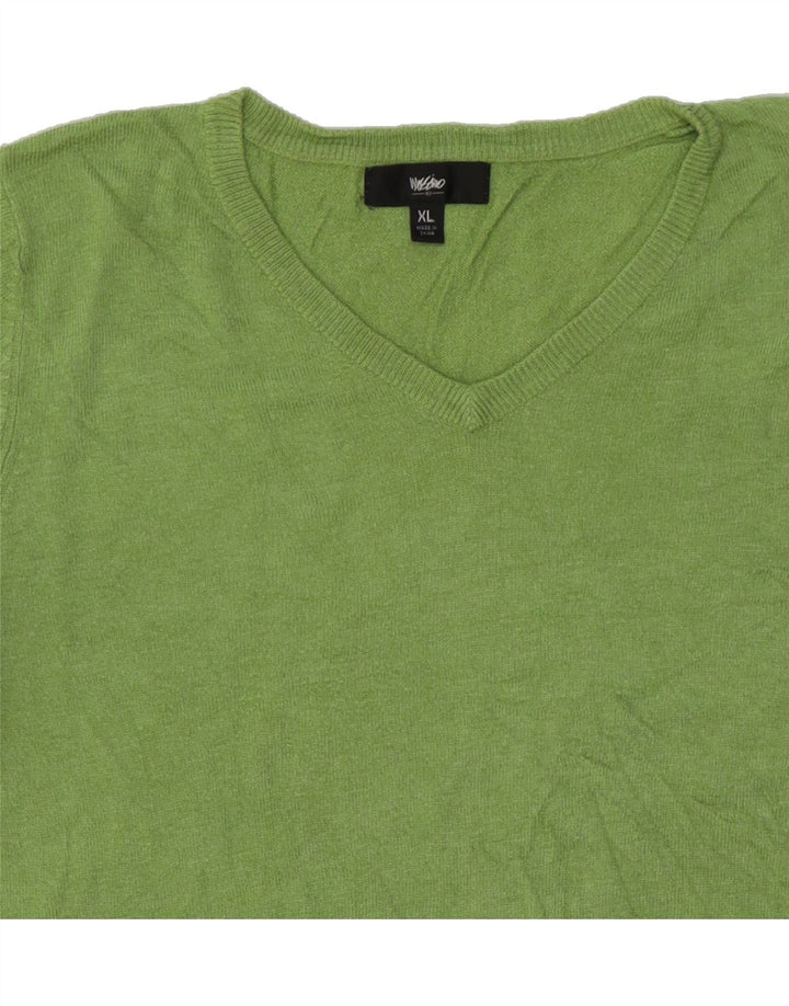 MOSSIMO Womens V-Neck Jumper Sweater UK 18 XL Green Nylon Vintage Mossimo and Second-Hand Mossimo from Messina Hembry 