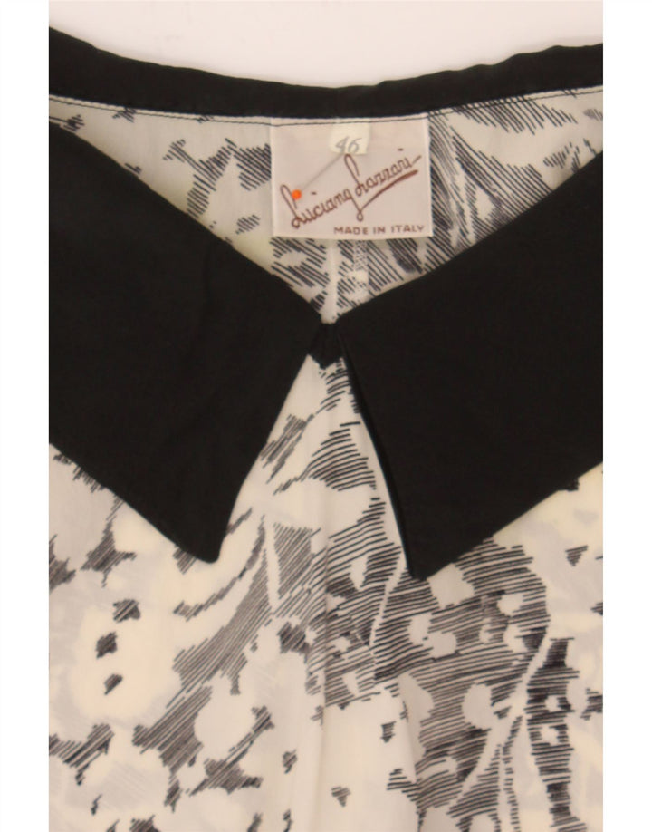 VINTAGE Womens Abstract Pattern Blouse Top IT 46 Large Off White Vintage Vintage and Second-Hand Vintage from Messina Hembry 