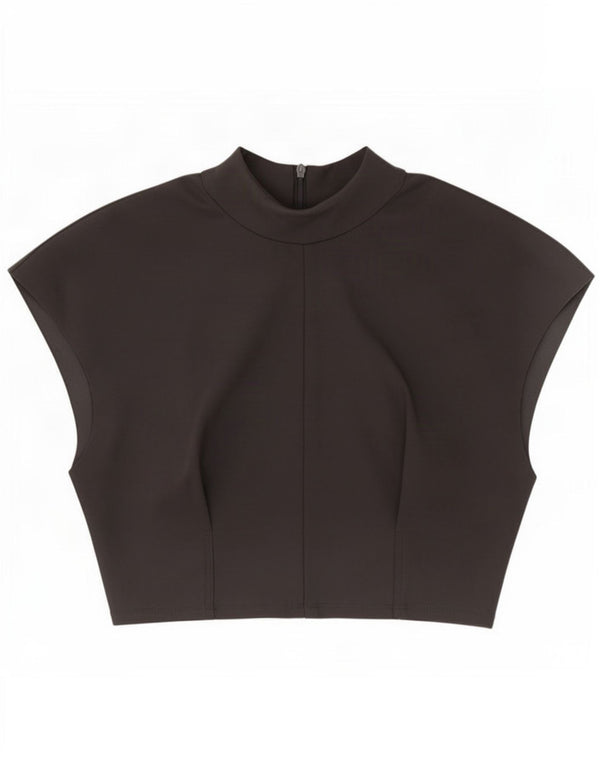 Zara Womens Crop Bluse Top UK 10 Small Black