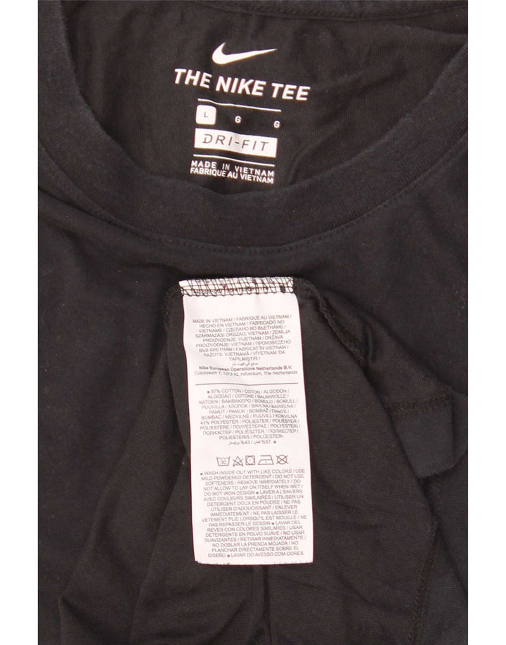 Nike Herre Dri Fit Grafisk T-Shirt Top Stor Sort Bomuld