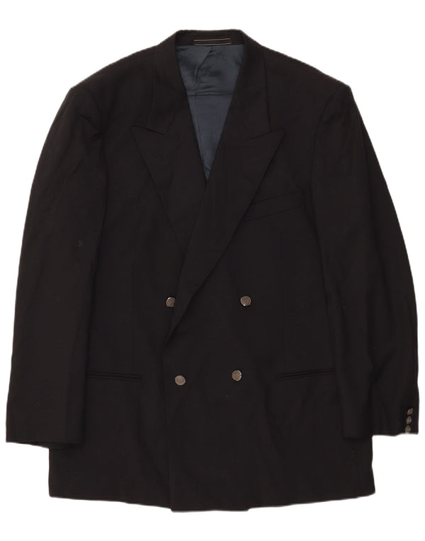 Vintage herre dobbeltradet blazerjakke IT 54 2XL Sort uld