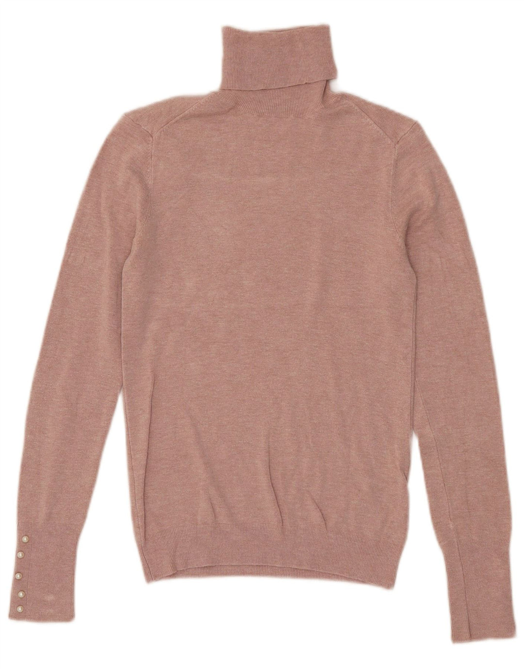 Zara Dame Rullehals Sweater UK 14 Medium Pink Flecked Viscose