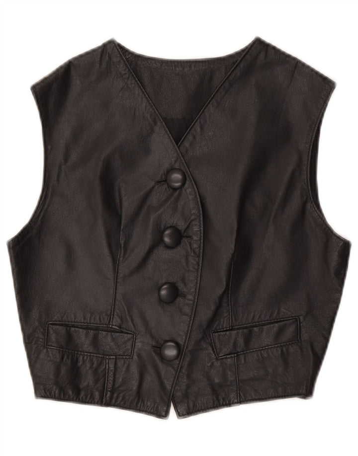 Vintage damevest lædervest UK 10 Lille sort