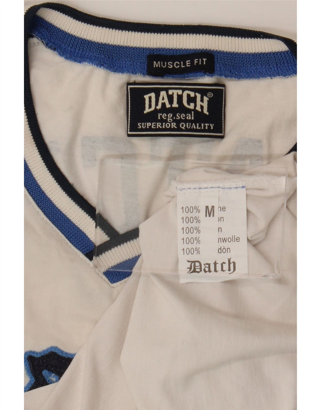 Datch Herre Muscle Graphic Top Langærmet UK 12 Medium White Colourblock