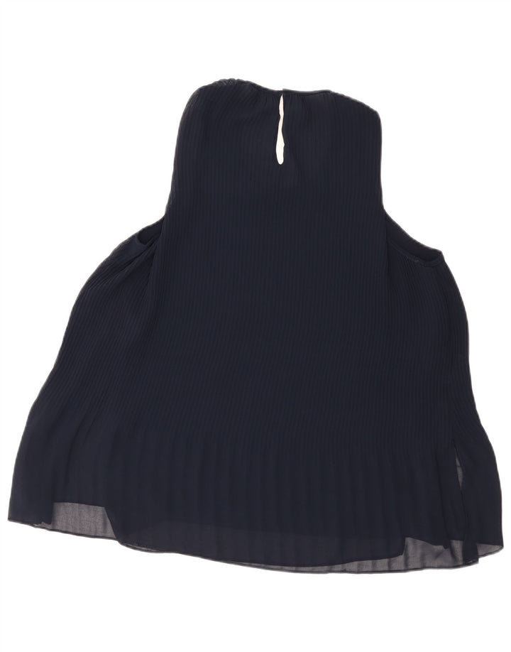 Zara Dame ærmeløs bluse Top UK 10 Small Navy Blue