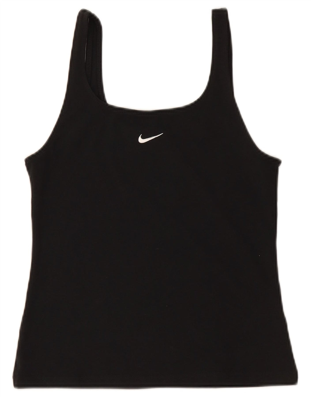NIKE Dame Crop Cami Top UK 12 Medium Sort Bomuld