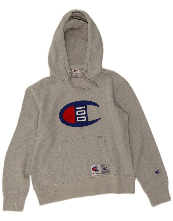 Champion Dame Grafisk Oversized Hoodie Jumper UK 10 Small Grey Bomuld