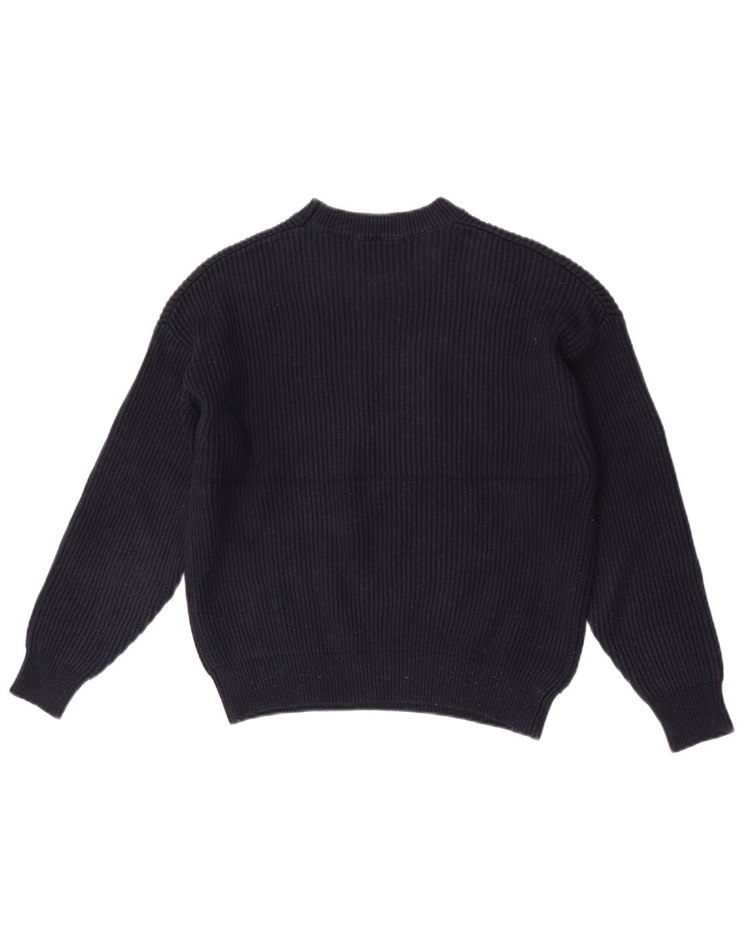 Zara Dame Oversized Crew Neck Jumper Sweater UK 6 XS Navy Blue Polyester