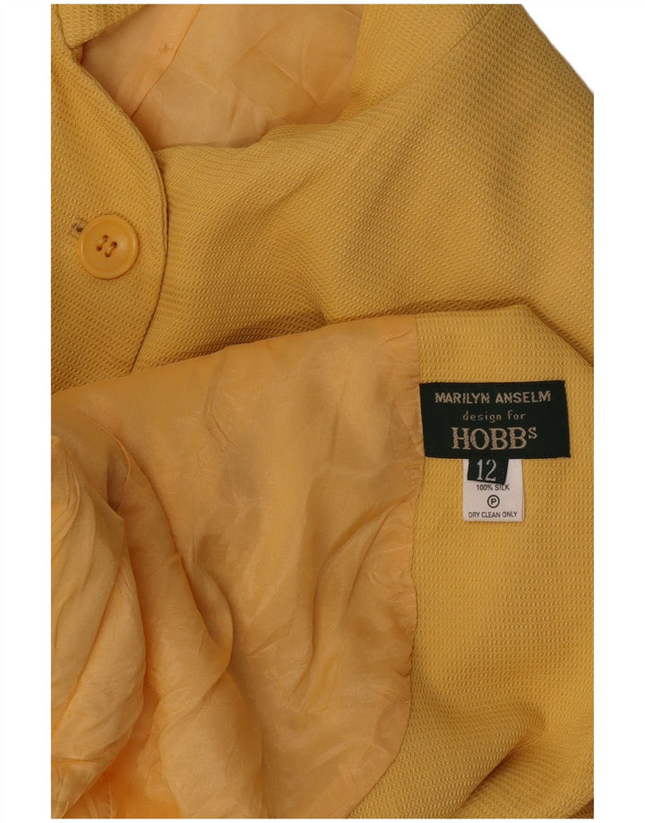 Hobbs Dame Marilyn Anselm 6 Button Blazer Jacket UK 12 Medium Yellow Silke