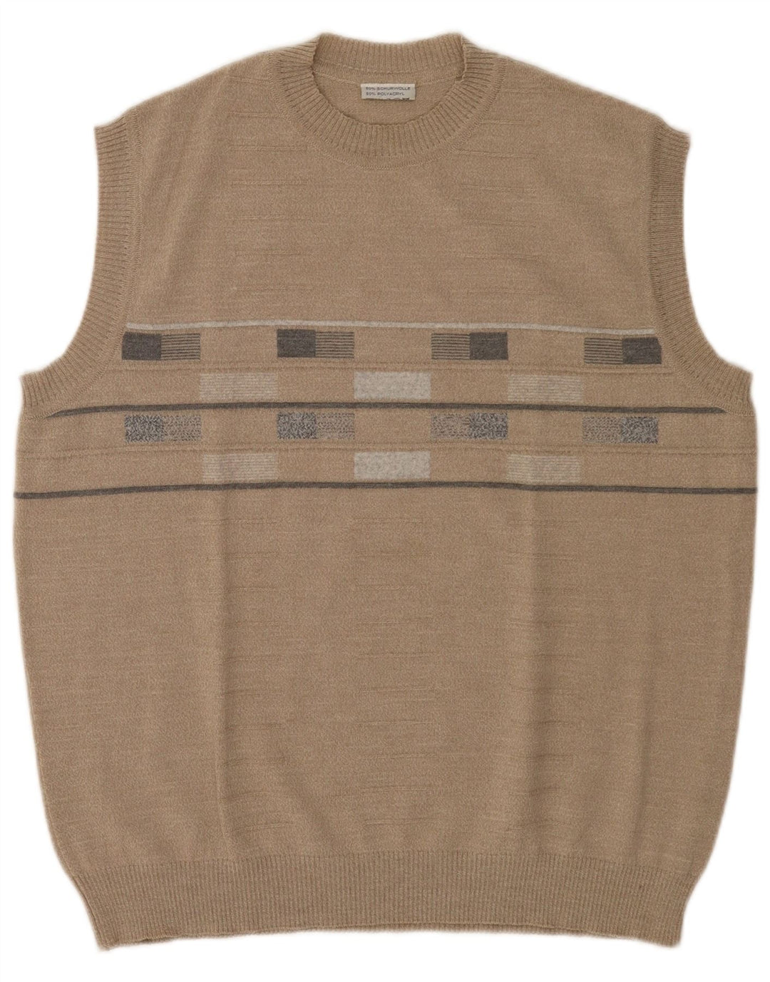 Vintage Herrevest Tank Top IT 52 Stor Gråstribet Virgin Wool