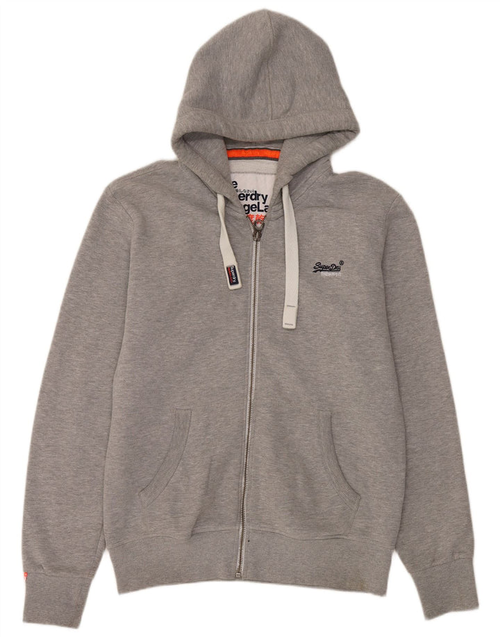 Superdry hættetrøje med lynlås til mænd, stor grå flækket bomuld