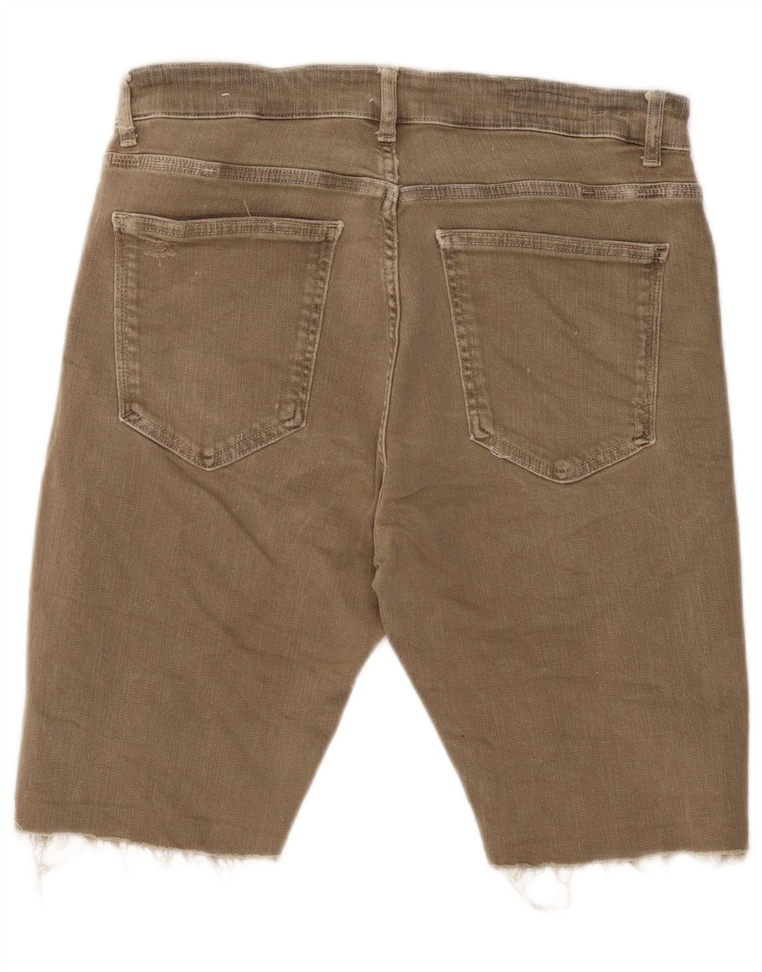 ZARA Distressed Denim Shorts til mænd EU 46 XL W36 Khaki