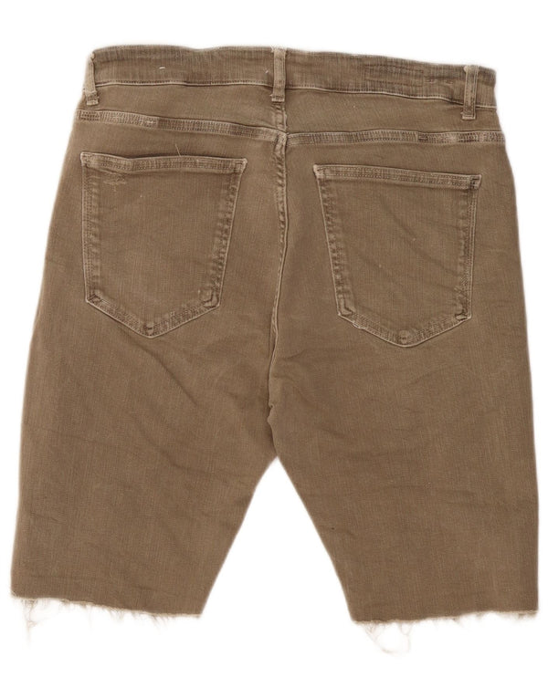 ZARA Distressed Denim Shorts til mænd EU 46 XL W36 Khaki
