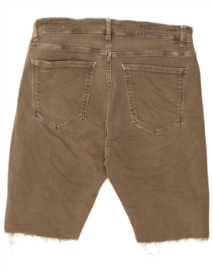 ZARA Distressed Denim Shorts til mænd EU 46 XL W36 Khaki