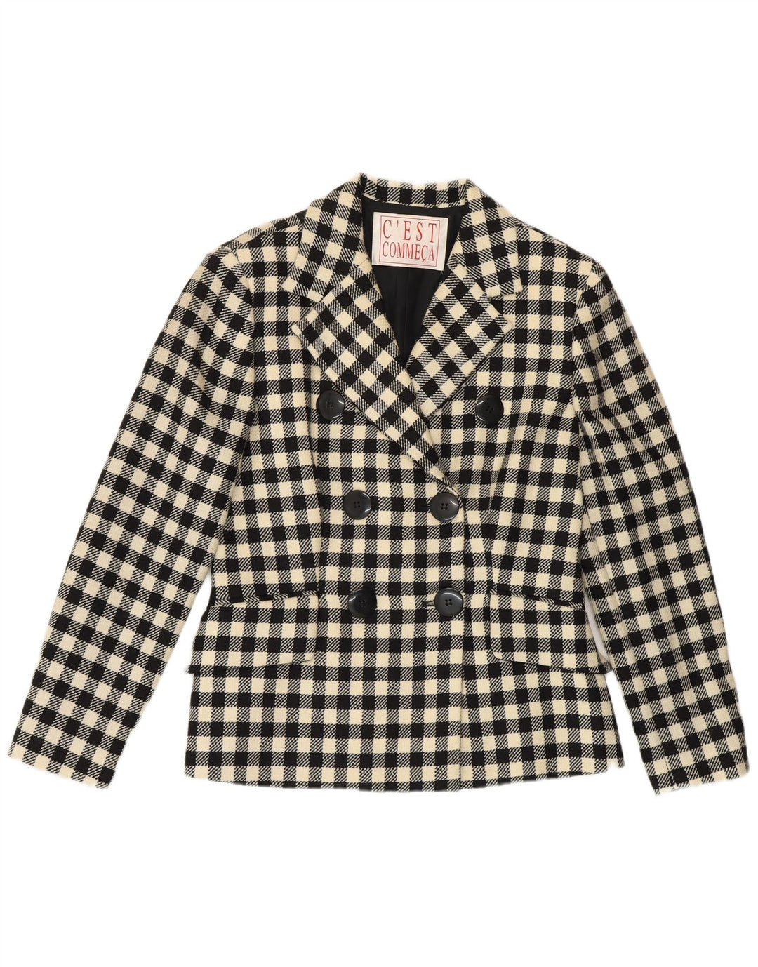 C'EST COMMECA Dame 2-delt nederdel Sæt UK 14 Medium W30 Black Gingham