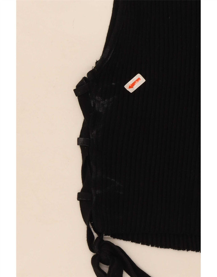 Zara Womens Crop Vest Top UK 14 Large Black